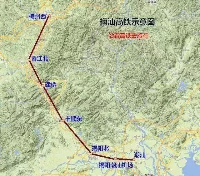 梅汕高铁最新线路图，粤东地区交通枢纽连接线